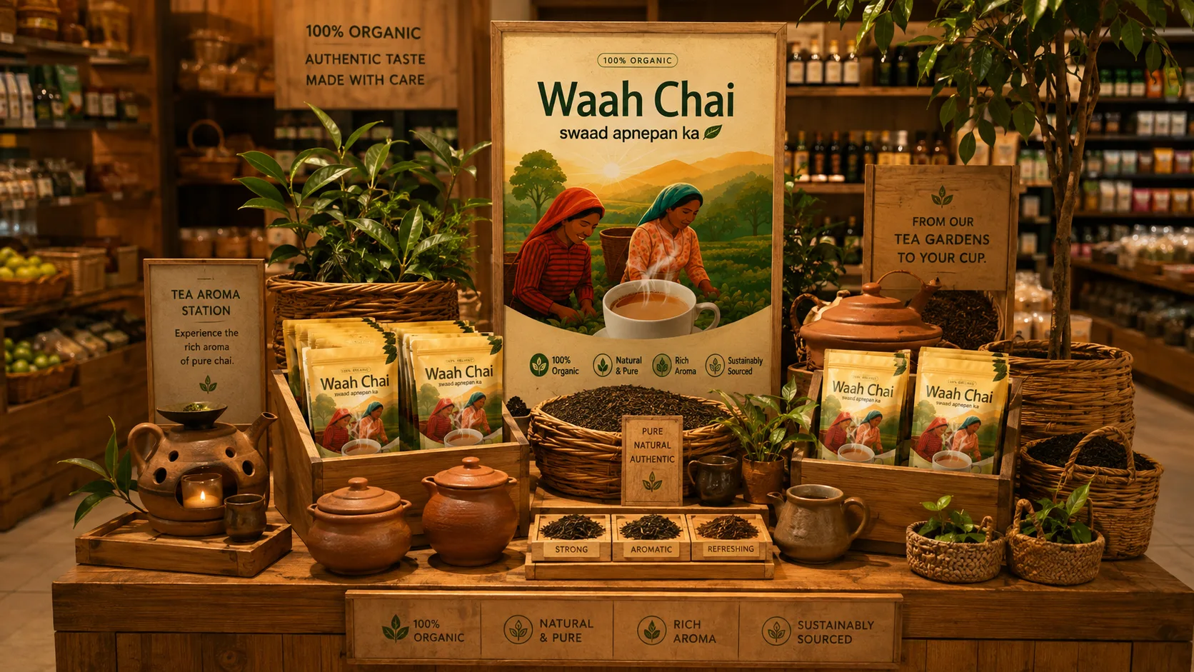 Waah Chai — Packaging Design packaging & visual design mockup 11 by Raghav Chopra